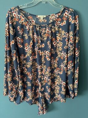 Beacon Navy Floral Tie-Front Blouse